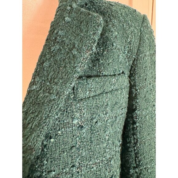 Abercrombie & Fitch Emerald Green Tweed Cropped Blazer – Size S (New with Tags) - Picture 5 of 7